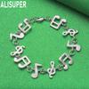 925 Sterling Silver Musical Note Element Side Chain Bracelet - Exquisite Gift Jewelry