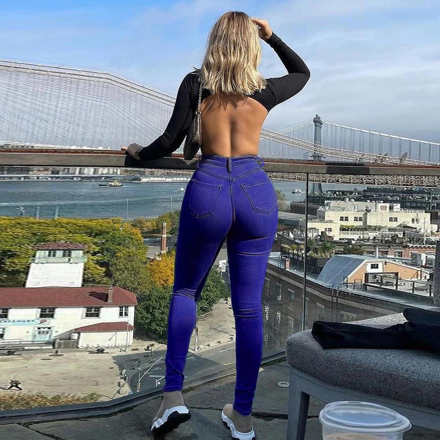 Jeans Skinny Sexy Importados Talla Grande Jeans de Viento Pantalones de Lápiz para Mujer Elásticos Estilo Ins