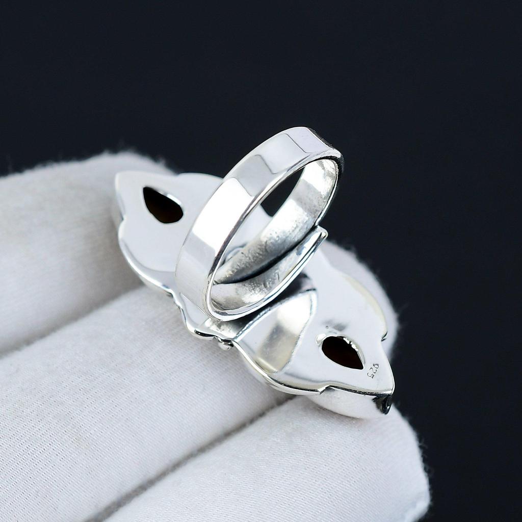 Tiger Eye Gemstone Adjustable 925 Sterling Silver Ring - Fits US Sizes 6 to 10 - Handmade Boho Jewelry for Women & Men, Valentine Gifts