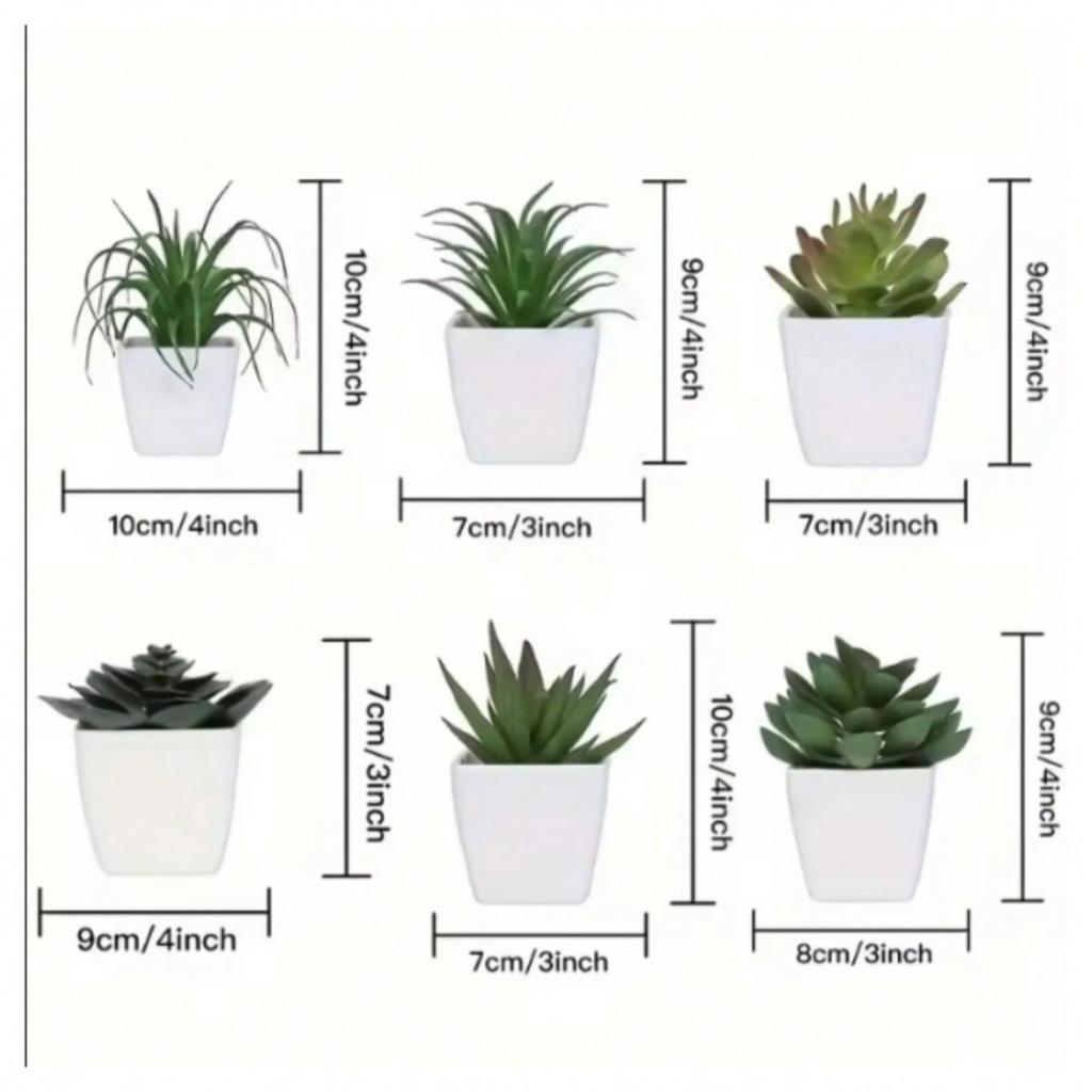 6-teilige Heimdeko künstliche Sukkulentenpflanzen, Schreibtisch-, Fenster- und Bücherregaldekorationen, Mini-Topfpflanzen