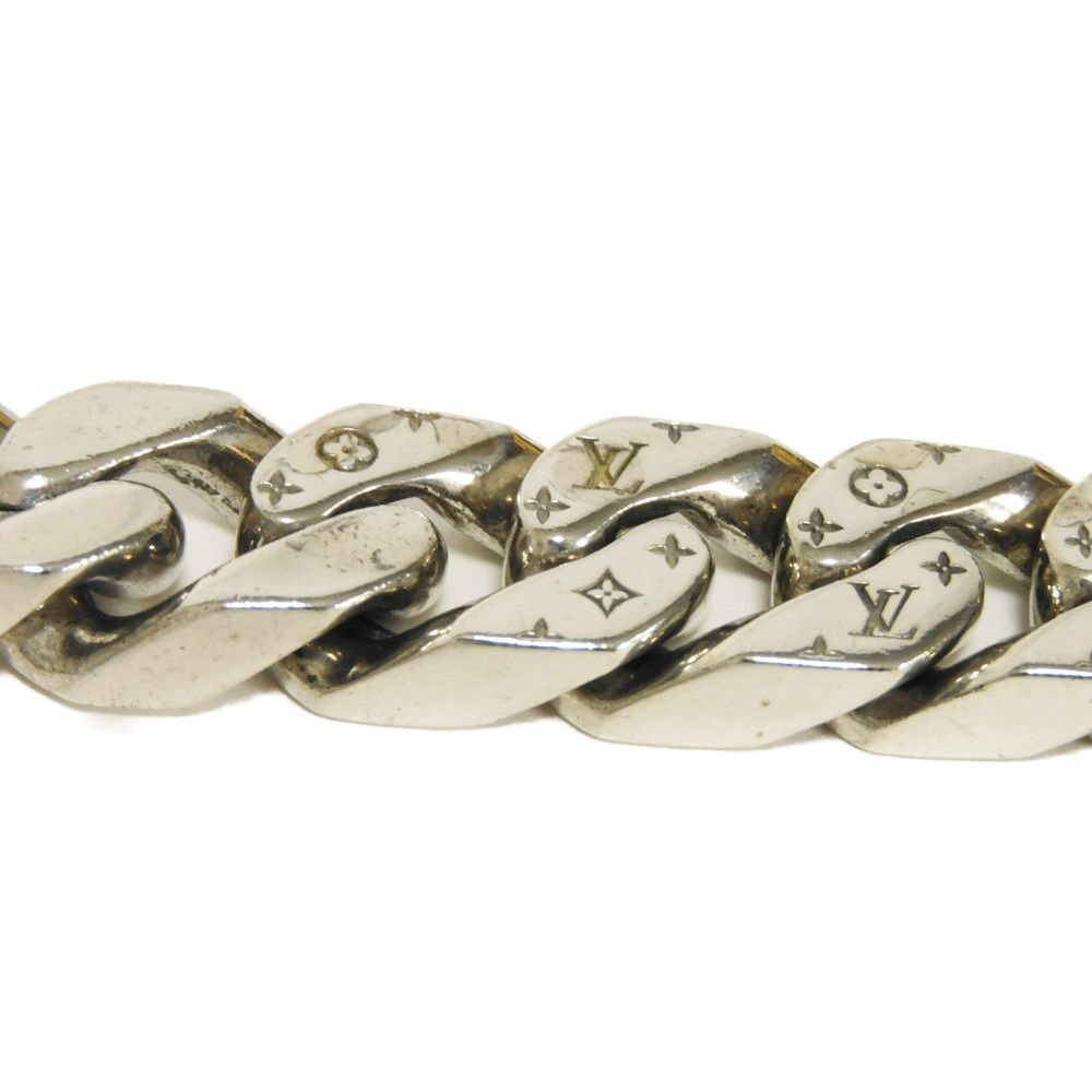 Used 12564 Collier LV Chain Links M69987 7984 LV Logo Flower Curb Chain Monogram Metal Silver Men's from Japan AUTHENTIC