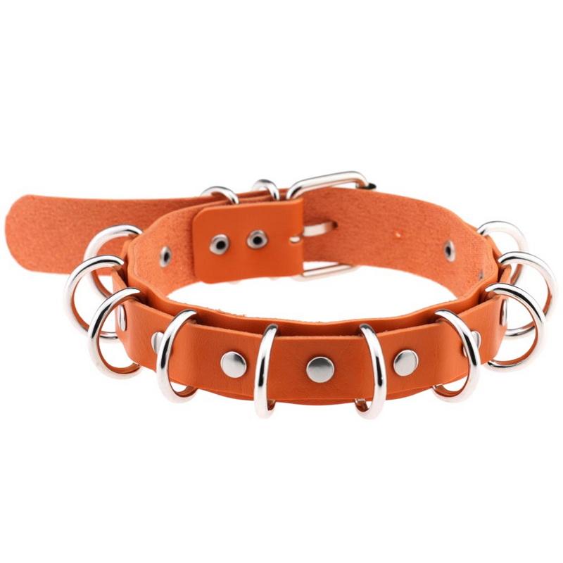 PU kožený gotický náhrdelník obojok Sexy špica okrúhly prsteň Kľúčna kosť Punk Rock Retiazka Choker Opasok Nastaviteľný golier Choker Cosplayer Halloween doplnok