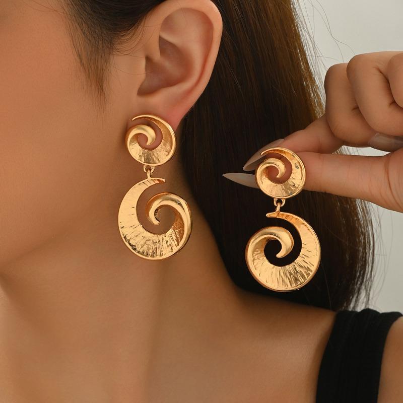 Spiral earrings, personality exaggeration, high-end earrings, women's style irregular geometric texture stud earrings