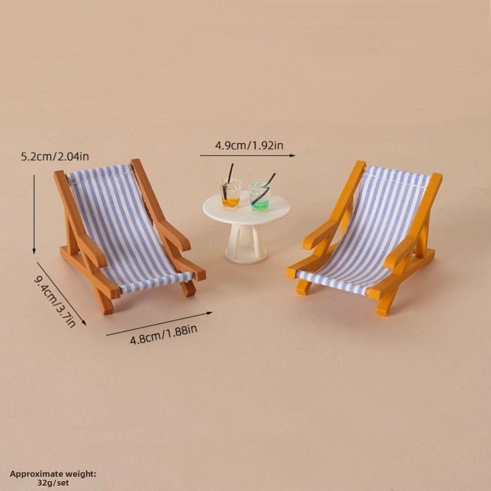 Plastic Dollhouse Miniature Beach Chair Mini Doll Furniture Chair For OB11 Doll