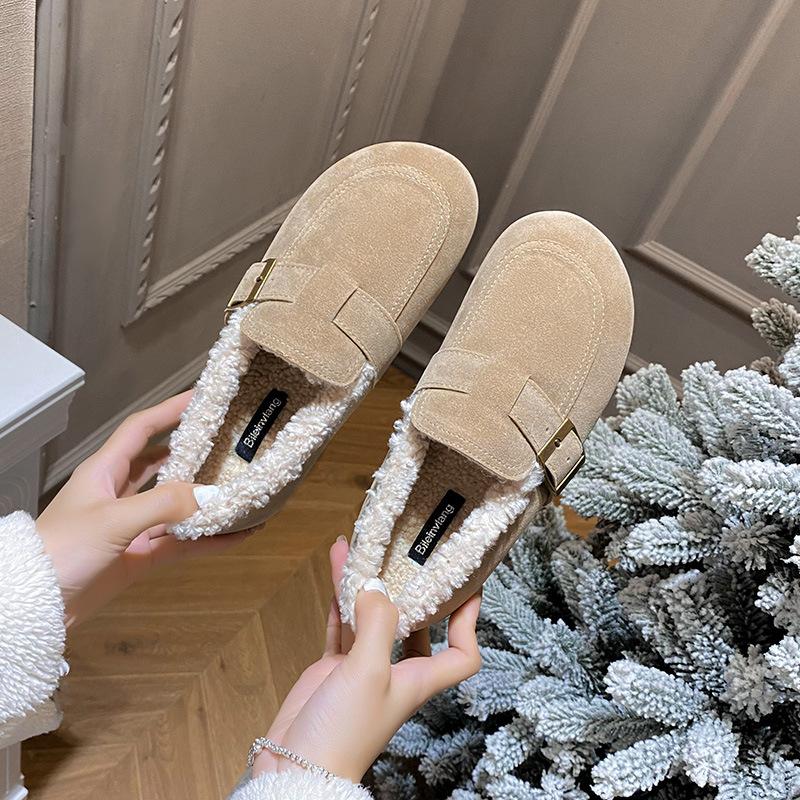 

Мода 2025 Зимние шерстяные балетки Женские туфли из овчины Верх замшевый Мокасины Женские Теплые слипоны Меховые ботинки Девичьи кроссовки Хлопковые лоферы 33 абрикосовый