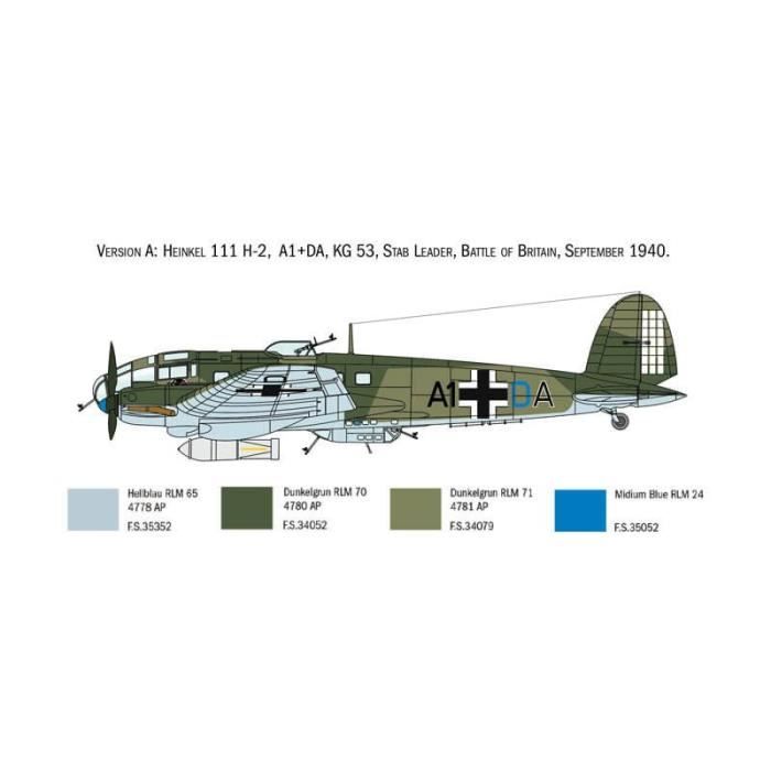 Maquette Avion - ITALERI - Heinkel He111H - Plastique - 1/72 - 22.7 Cm