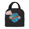 Super Congolese Heritage Proud Congo Roots Flag Lunch Bag Portable Thermal Cooler Insulated Bento Box for Kids Food Tote Bags