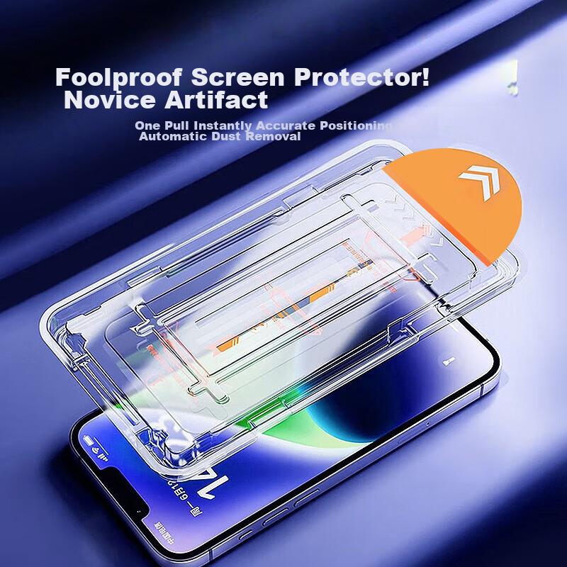 Two Pieces Tempered Glass Screen Protector for IPhone 15 Pro, Phone Film Protective Sticker, Earpiece Unobstructed, Full-Screen Glass, Ultra-Thin