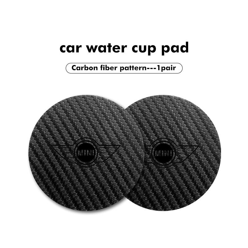 2 Pezzi Tappetino Antiscivolo per Auto Sottobicchiere Tappetino per Bicchiere d'Acqua in Fibra di Carbonio per MINI Cooper R60 R56 F56 F55 F57 F60 Countryman Convertibile tnrjc00