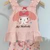 Children Suspender Set Summer Girl Pajamas Vest Shorts Cartoon Sleeveless Cute Melody Kuromi Cinnamoroll Soft Sleepwear 2PCS/Set