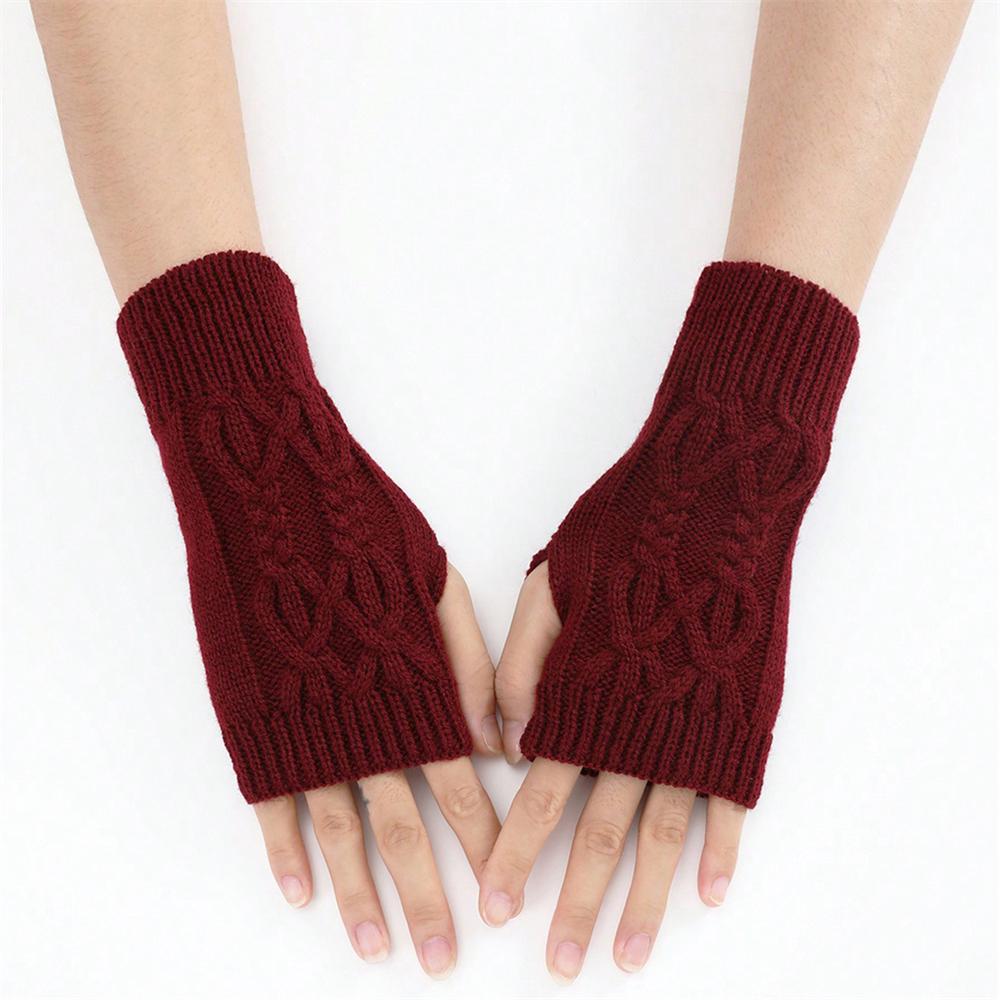 A Pair Short Twisted Knot Wrist Covers For Men And Women In Autumn And Winter Half-finger Sleeve Covers