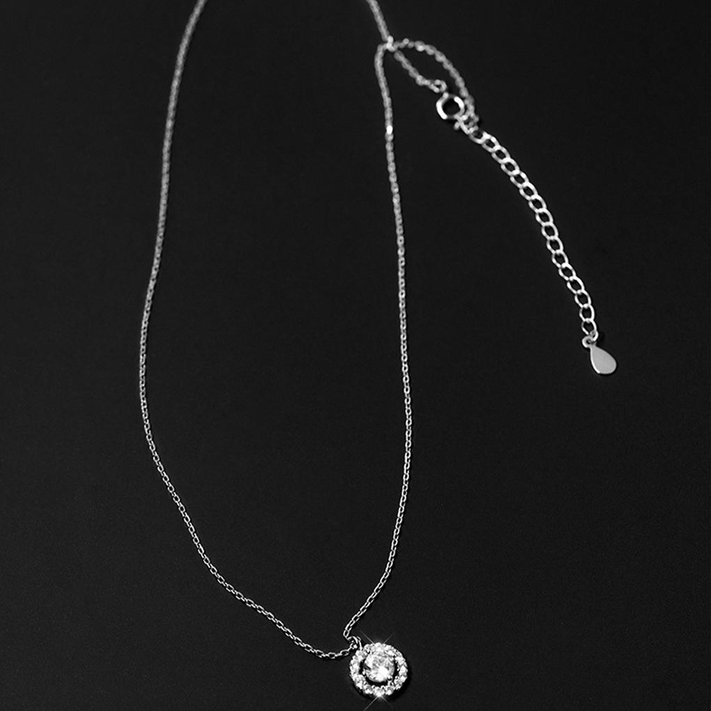 Female Round Pendant Crystal Necklace Brass Neck Chain Jewellery Fashion Necklaces Wife Gift Accessory Birthday Holiday