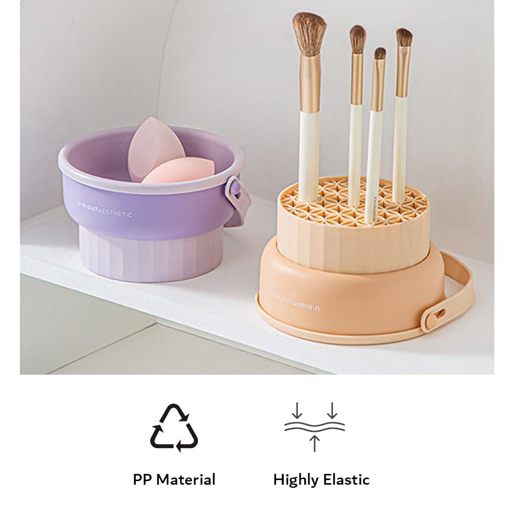 Makeup Brush Cleaning Mat 2 in 1 Cleaner Bowl Holder Portable Washing Tool With Drying Function Silicone Pad