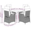VidaXL Garden Dining Set with Cushions 5 Pcs, Table and Chairs with Adjustable Backrest and Footrest, Furniture 3213435