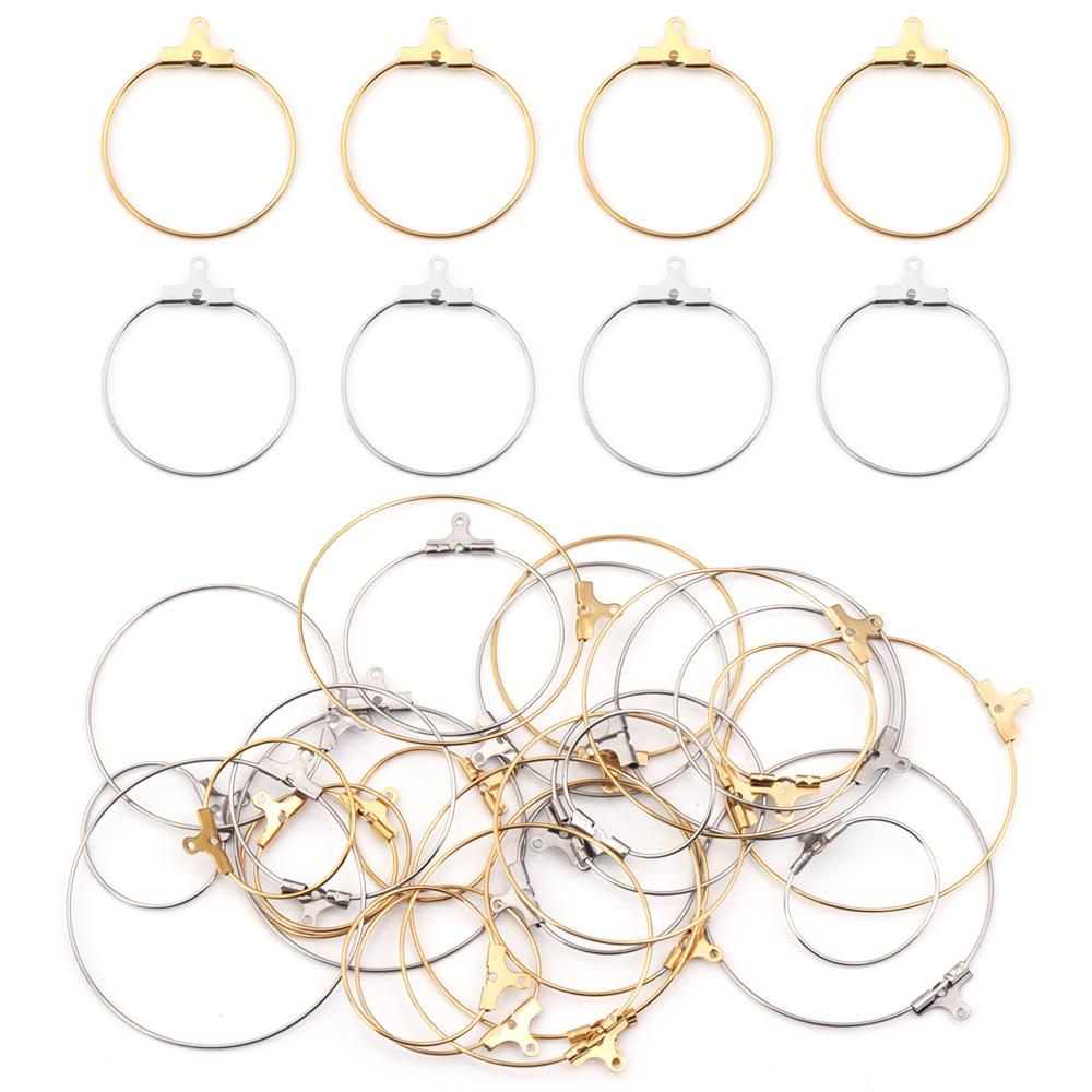 10-20Pcs Stainless Steel Big Circle Ear Wire Earrings 20/25/30/35/40mm Hoop Earring Hooks Connector DIY Earrings Jewelry Making