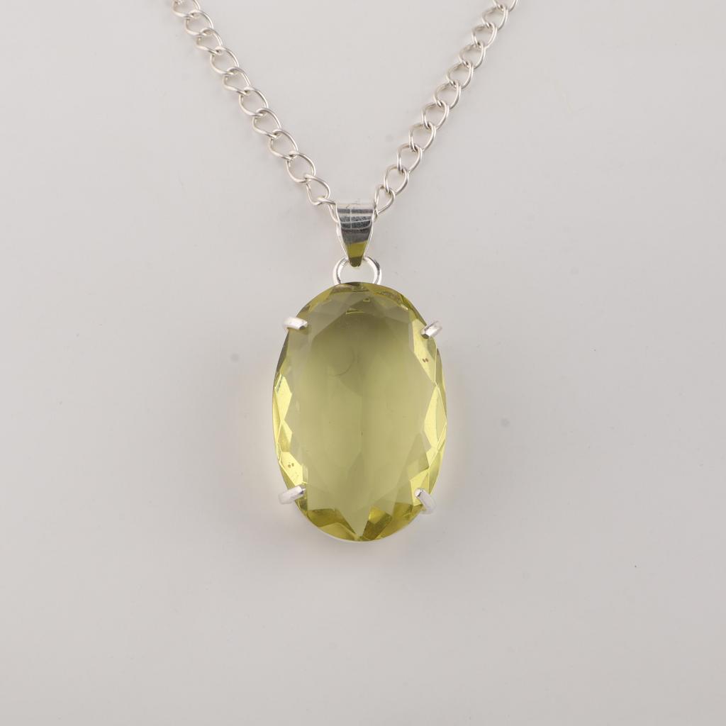 Lemon Topaz Gemstone Silver Pendant, 925 Sterling Silver Handmade Necklace, Women Jewelry, Gift For Her PP-64-7