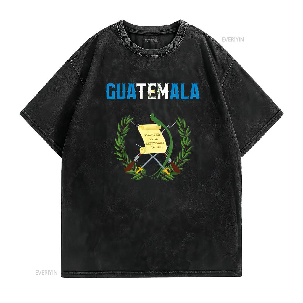 Guatemala Guatemalan Flag of T Shirt Vintage Washed Stylish Stretched Casual Slightly Top For Everyday Wear Streetwear Graphic