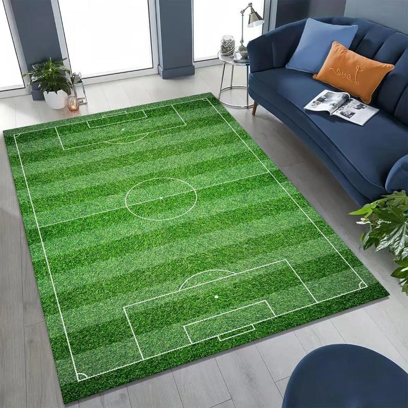 3D Football Field Rug Large Non-Slip Play Mat for Kids Soccer Decor for Living Room Bedroom Home Doorway Carpet Green Sofa Mat