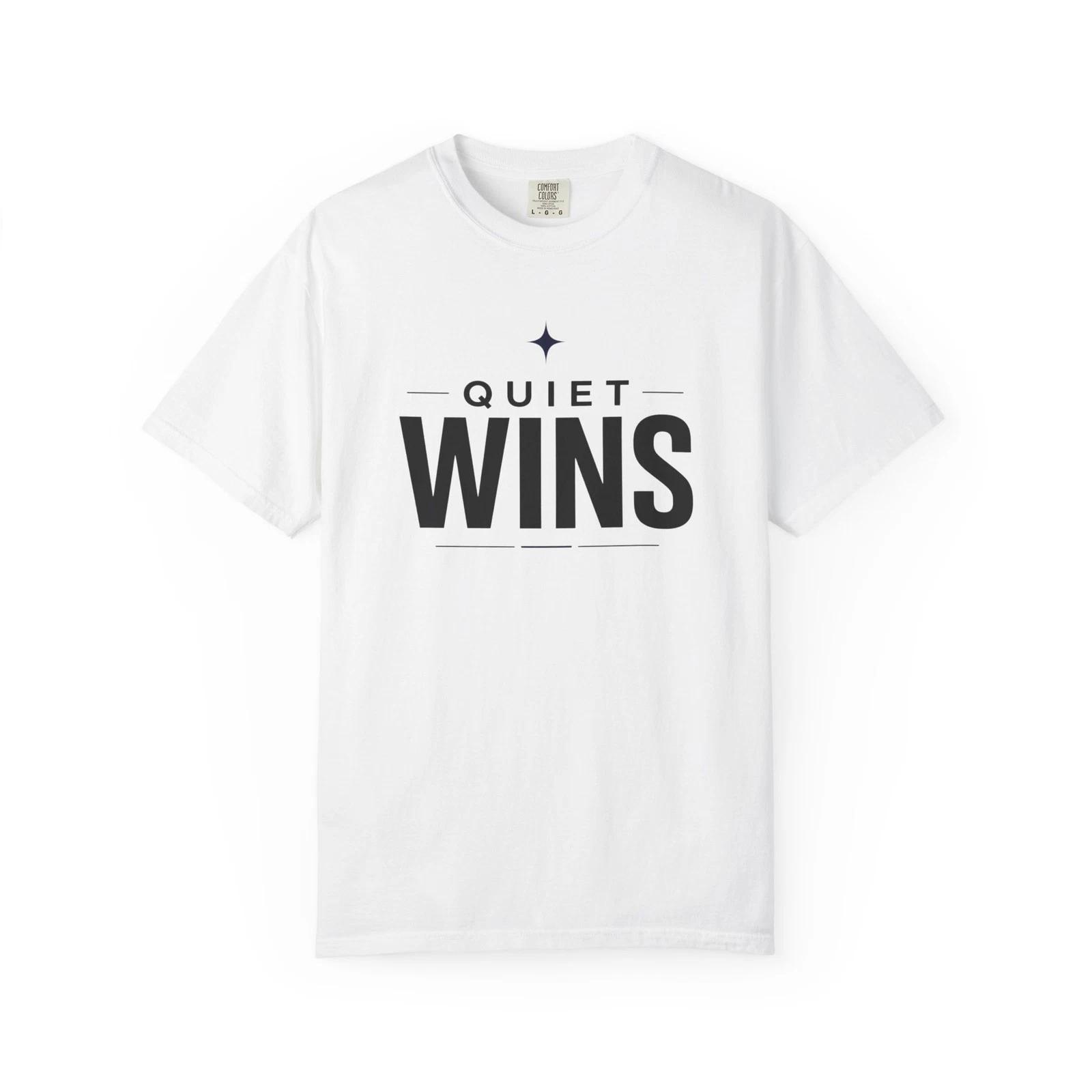 

Quiet Wins Minimalist Typography T T-Shirt Short Sleeve Casual T-Shirt S