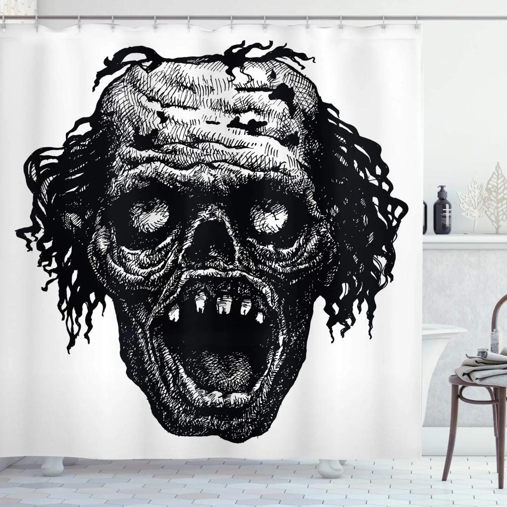 3D Halloween Theme Shower Curtain Horror Bloody Hands Black Bathroom Curtains For Halloween Party Waterproof Fabric With Hooks