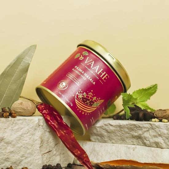 VAAHE Premium Rajma Masala | 15+ Natural Spices | Freshly Ground and Packed | 100% Pure and Natural | Single Origin | Premium Tin Box (70 Gm)