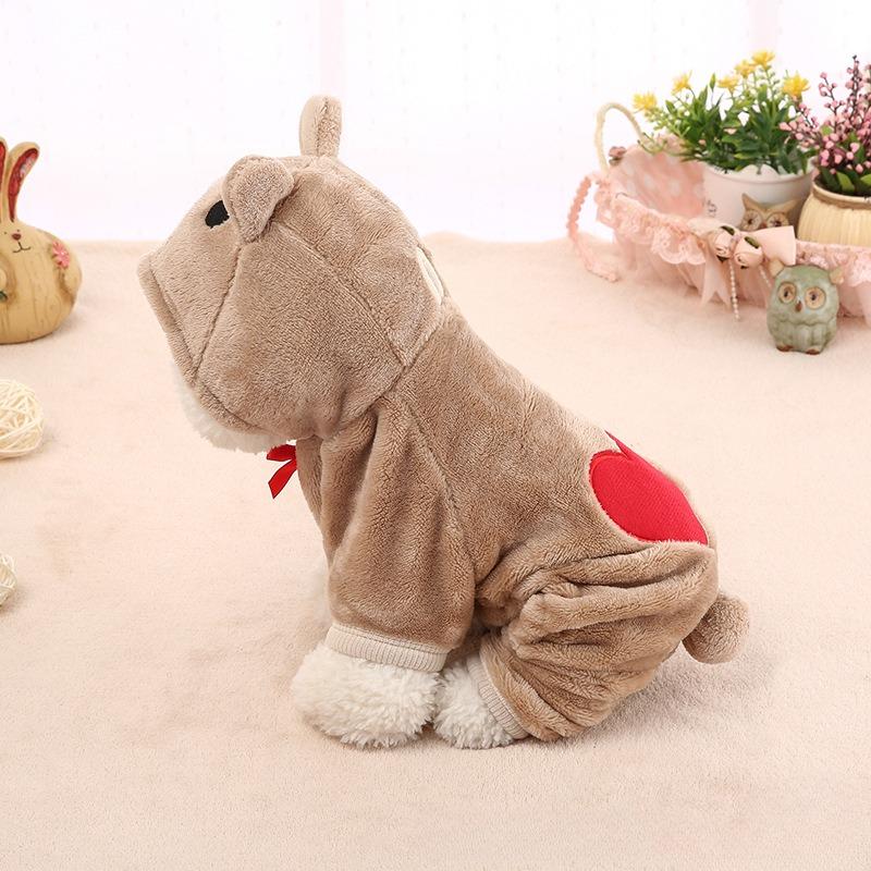 Autumn and Winter Teddy Vip Small and Medium-sized Pet Clothing Thickened Love Bear Four-legged Hedging