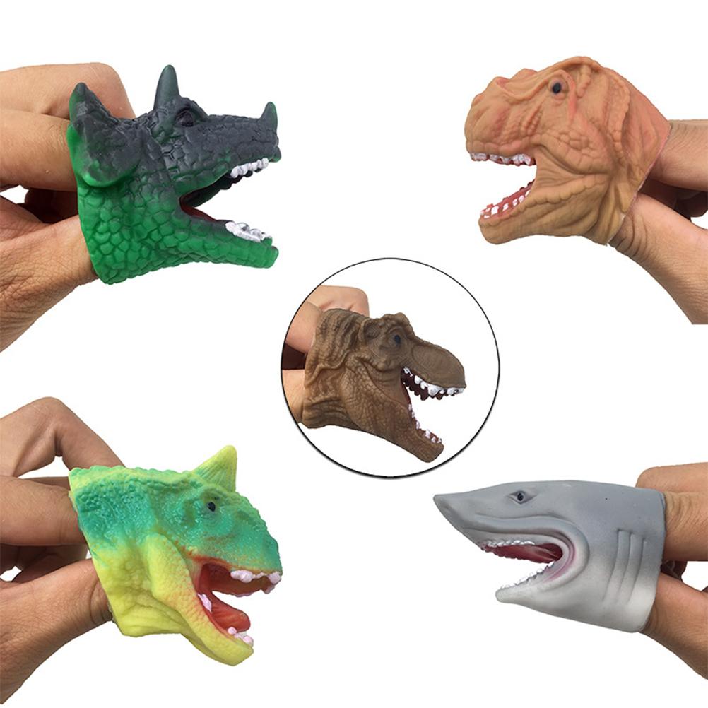 5 Stück/Set Cartoon Dinosaurier Hai Finger Spielzeug Weichgummi Lernspielzeug Rollenspiel Spielzeug Finger