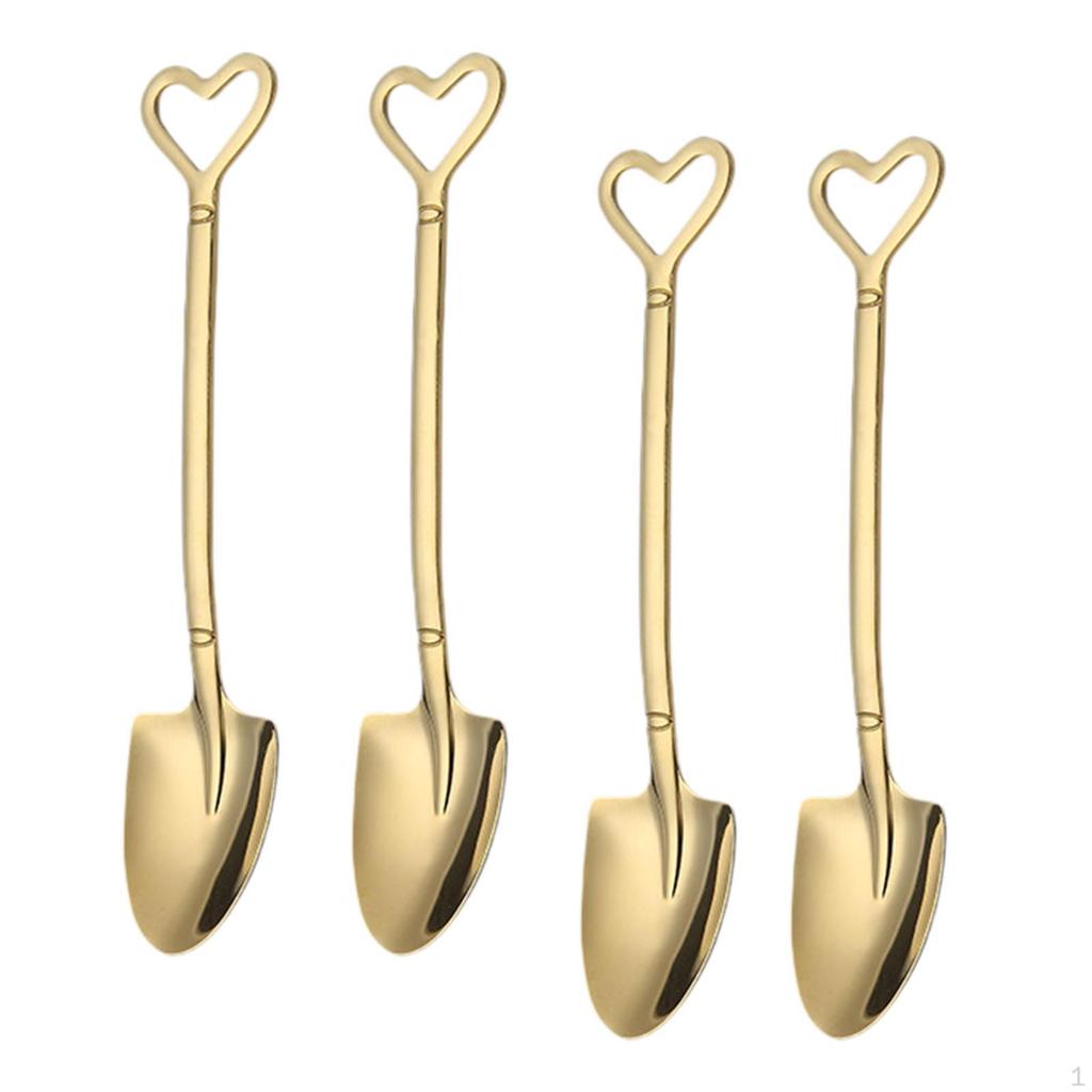 4 Pieces Scoops Shaped Spoons Coffee Tea Spoon Reusable Sturdy Kitchen Utensils Serving