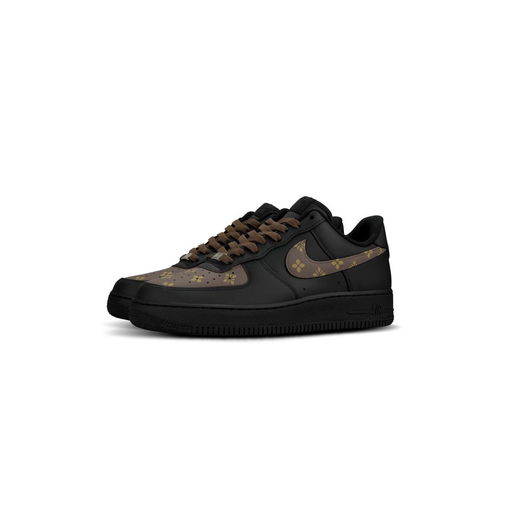 Nike Air Force 1 Slip Resistant Abrasion Resistant Low top Skateboard Shoes Unisex Black Brown CW2288-001(Team882-Louis)