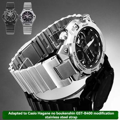 For Casio G-SHOCK Series Black Warrior GST-B400 Modified Steel Strap Stainless Steel Watch Strap Men's Trendy Accessories