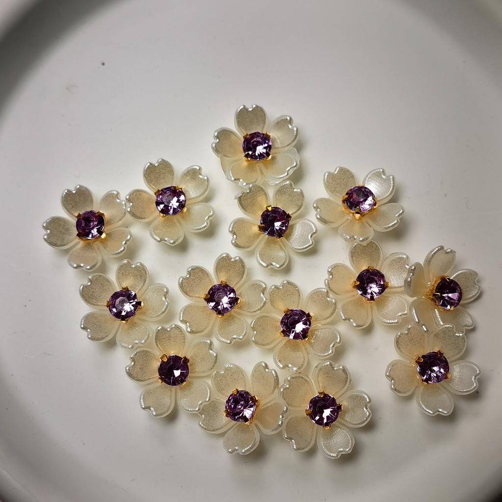 Plastic Rhinestone Flower-Shaped Decorations DIY Hair Accessories Clothing Ornament Handmade Bouquet Flower Heads Material