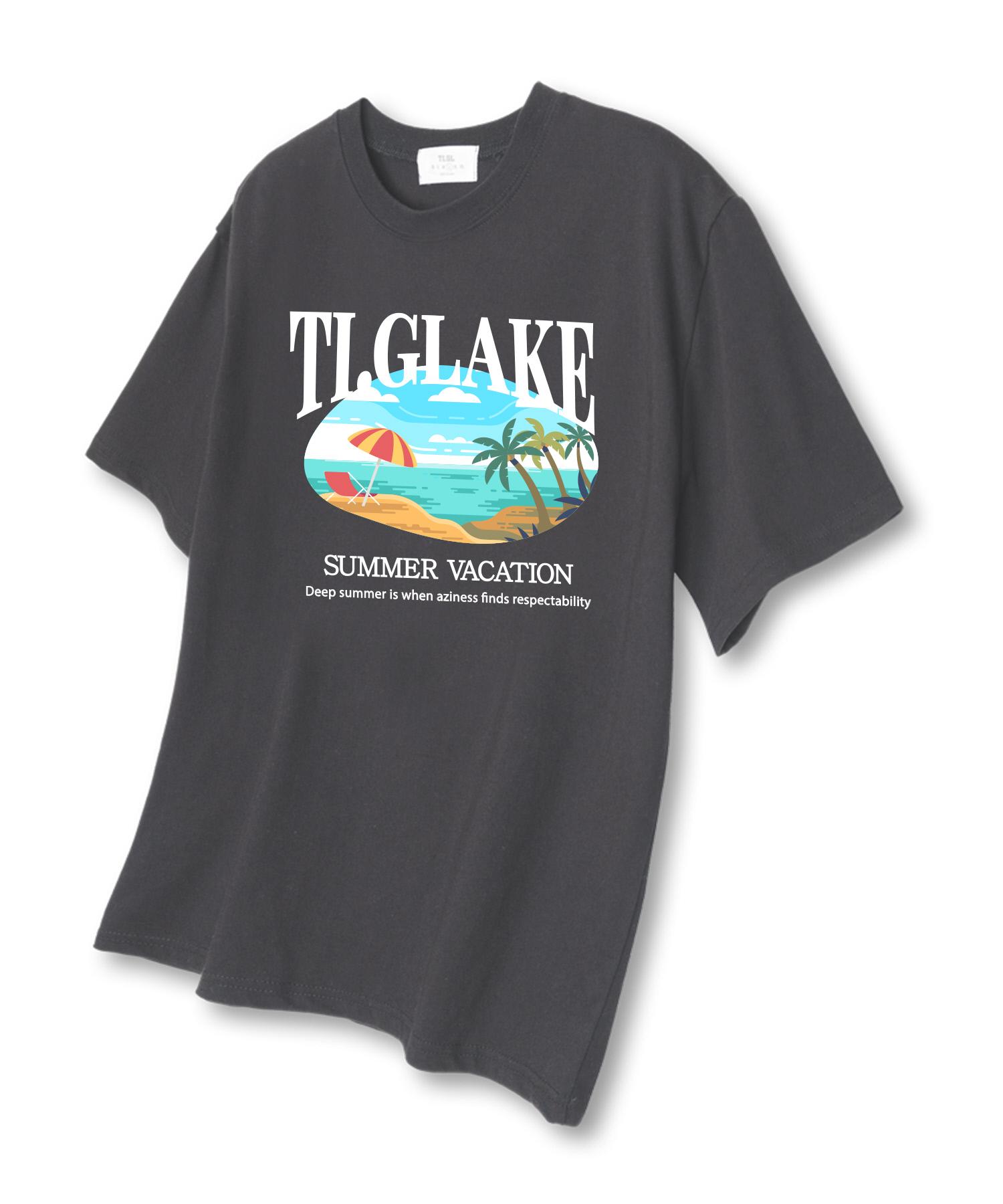 Tee Glake Parasol Beach Oversized Short Sleeve T-Shirt Dark Gray L