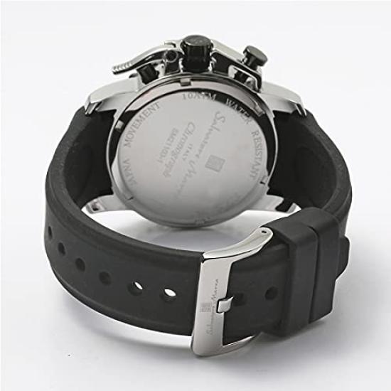 Salvatore Marra Chronograph Rubber Watch SM21103-SSBKBK Men's All-Black Design Stainless Steel Case Detail