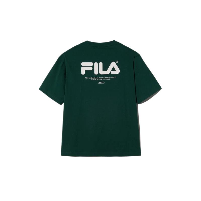 FILA T Shirts Unisex Dark Green Crew Neck Moderate Straight Fit FS2RSH2103XDGR