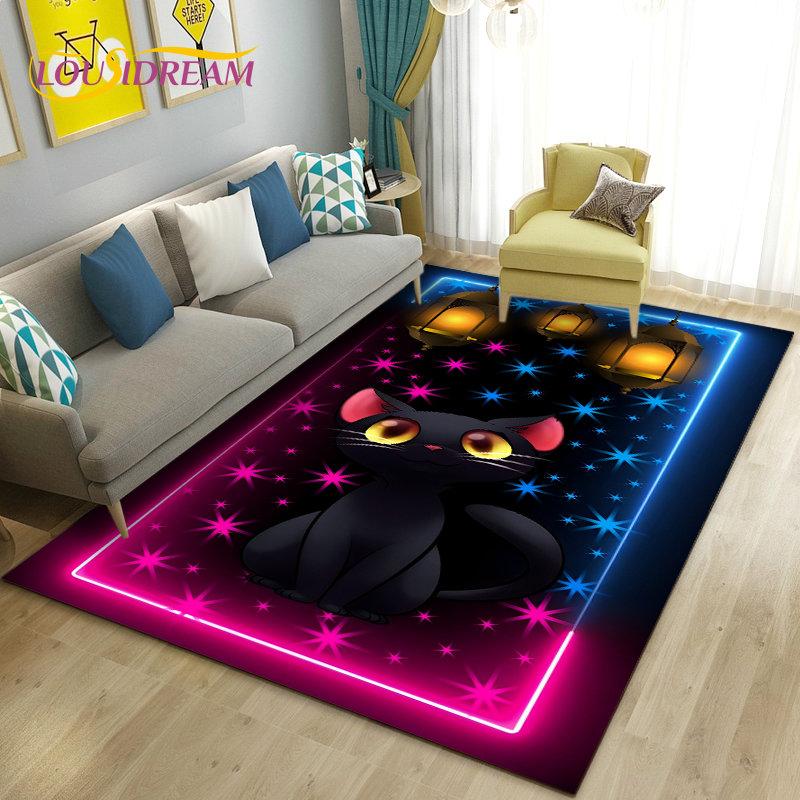 3D Cartoon Cute Cat Area Rug,Carpet Rug for Living Room Bedroom Sofa Doormat Kitchen Decoration,Kid Play Game Non-slip Floor Mat