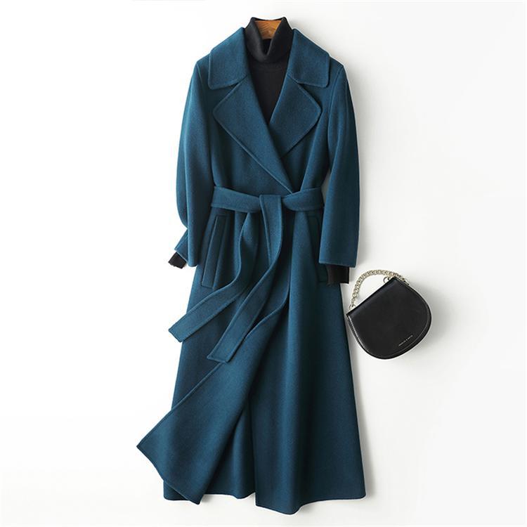 

Двустороннее кашемировое пальто женское длинное новое выше колена свадебное высококачественное осенне-зимнее шерстяное пальто женское XXL