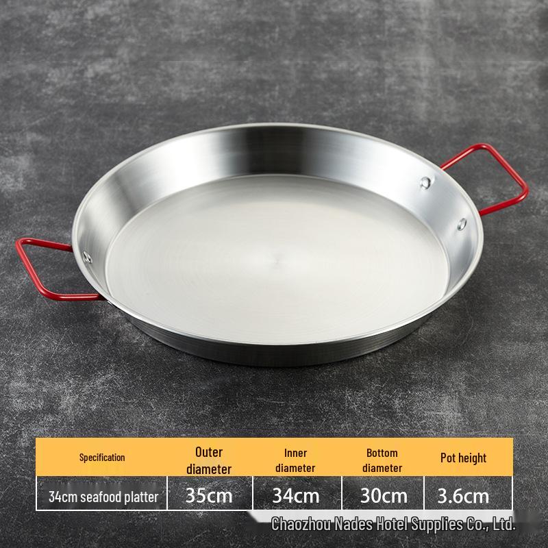 Gold Thickened Stainless Steel Seafood Plate with Handles - Korean Style for Crawfish, Fries, Fried Chicken, and Rice.
