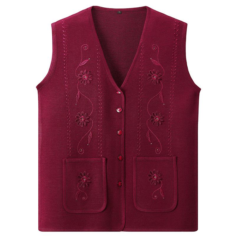 Middle Aged and Elderly Women's Spring Autumn Thin Vest Elderly Cardigan Vest Loose Plus Size Grandma Knit Cardigan Outfit