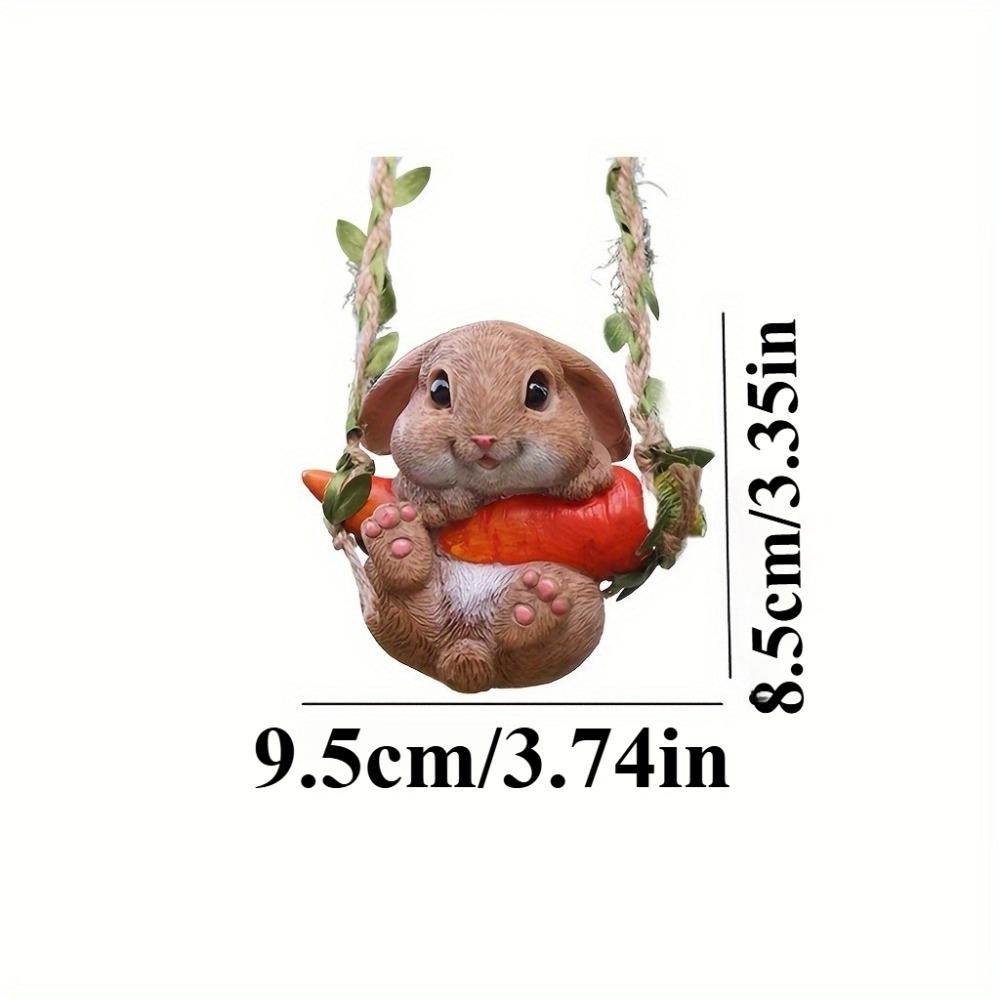 Swing Bunny Garden Statue Resin Sculpture Cute Handpainted Hanging Animal Figurine Decoration for Office Gift Trees Home Rabbit
