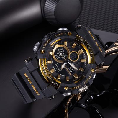 Montre électronique à quartz SMAELD à double affichage, tactique, pour homme, style militaire, en alliage, luminescente, étanche.