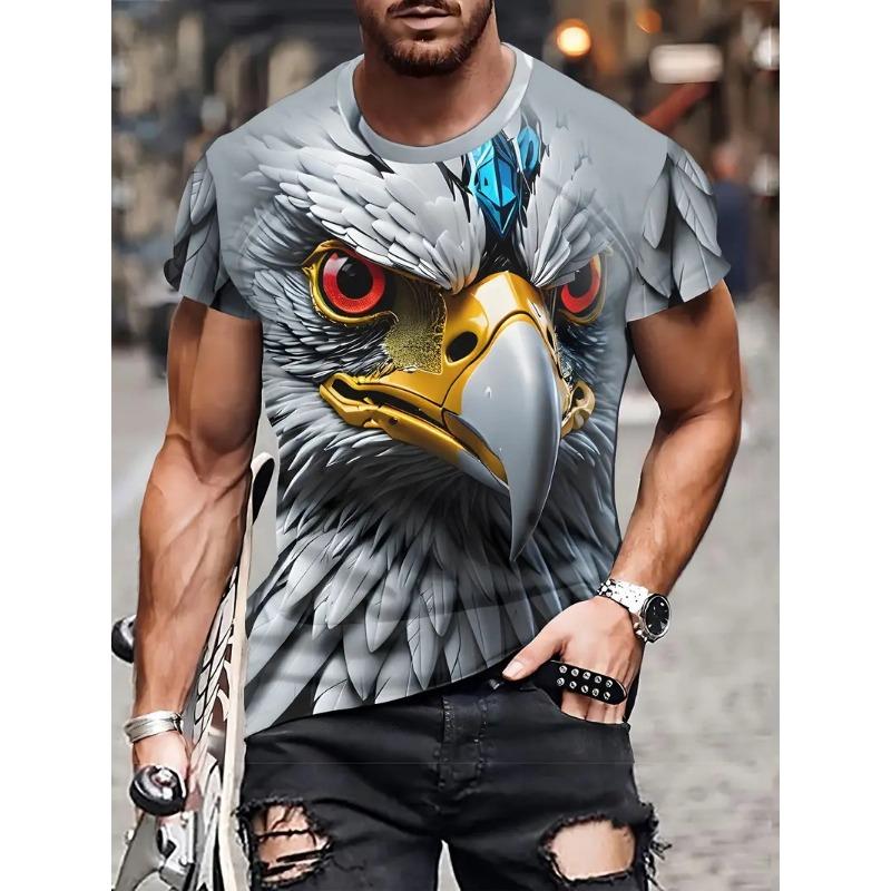 New Cool Eagle Pattern T Shirt For Men Clothing 3D Print Flame Eagle Summer Streetwear