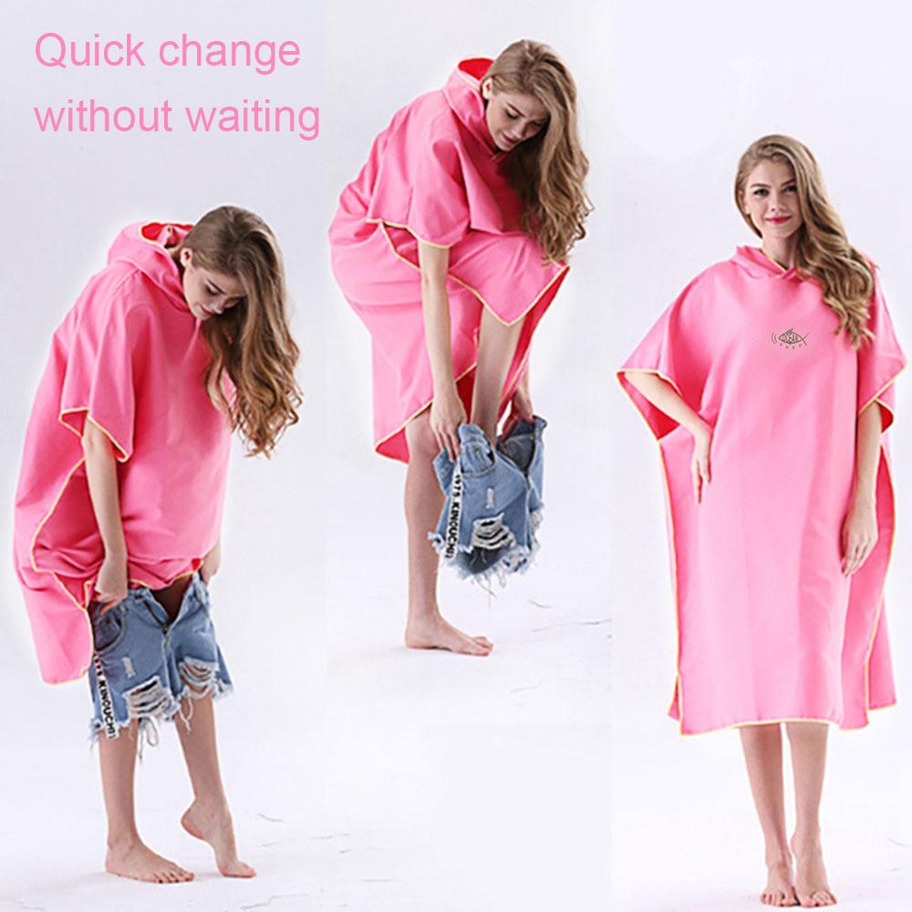 New Surf Poncho Changing Towel Quick Dry Robe Hood Microfiber Beach Blanket Bath Towel Swimming Wetsuit Beach Poncho for Adults