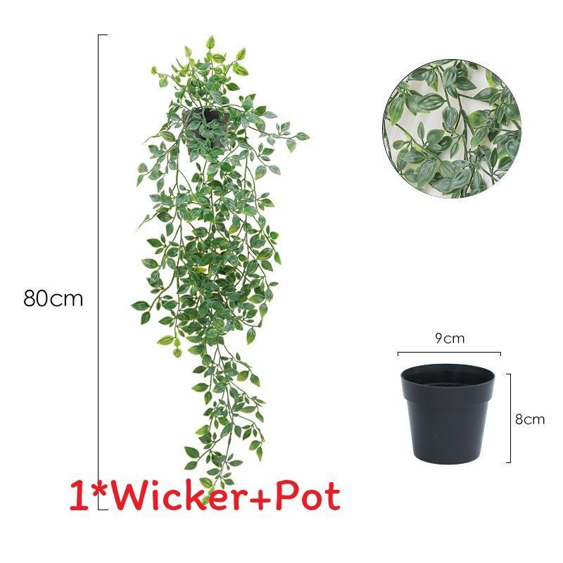 Faux Hanging Vine Plant With Green Leaves For Balcony And Party Decoration