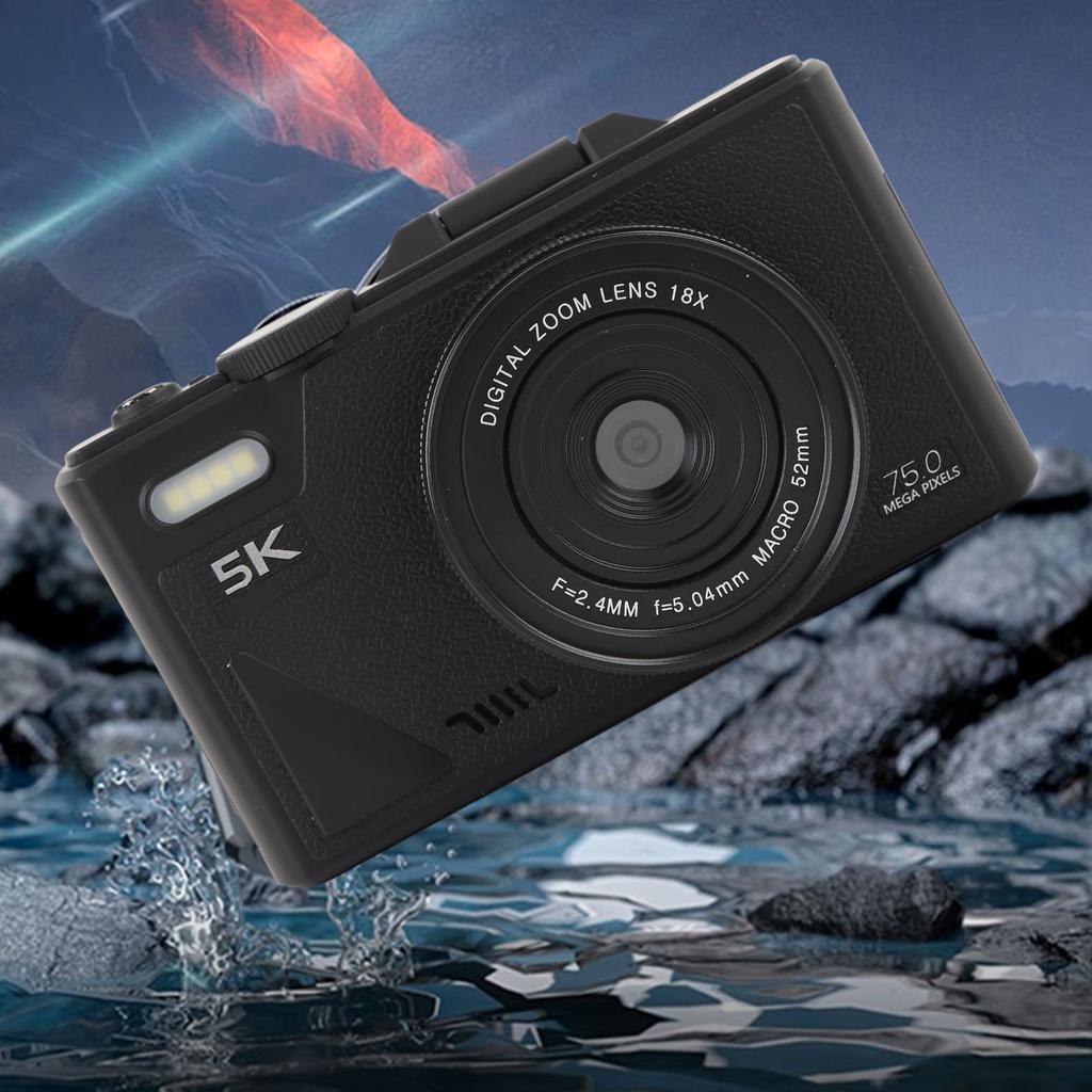 Digital Camera 5K 75MP HD 18X Zooming Autofocus 180 Degree   Screen Anti Shake Retro Digital Camera for Selfie Travel