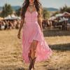 Bohemian Unregelmäßiges Rüschensaumkleid - Urlaubs-Musikfestival-Stil