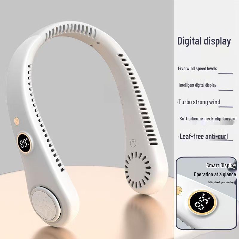 Rechargeable Bladeless Neck Fan - Portable Mini Fan for Sports with Digital Display & Free Shipping