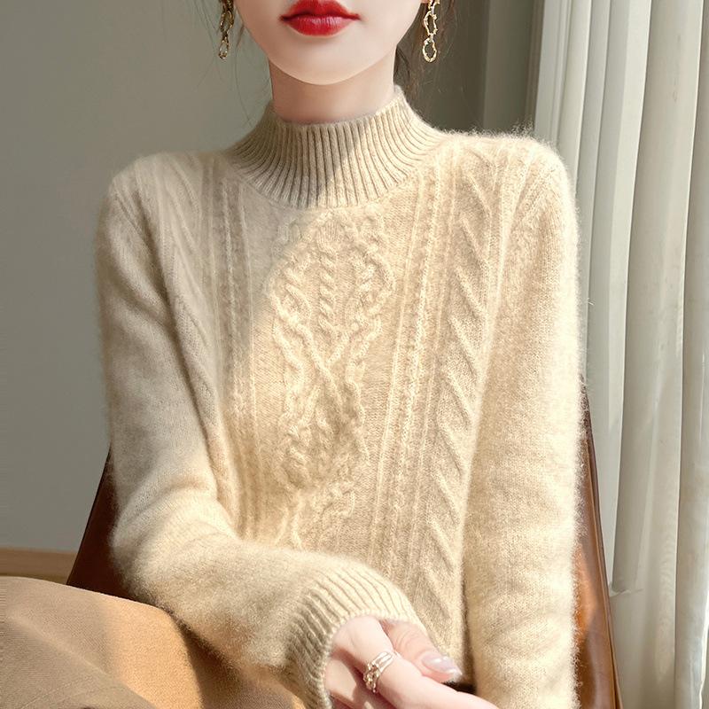 Thickened Half-high Neck Sweater Autumn and Winter Style Fashionable and Versatile Skin-friendly and Warm Cashmere Knitted Base Sweater