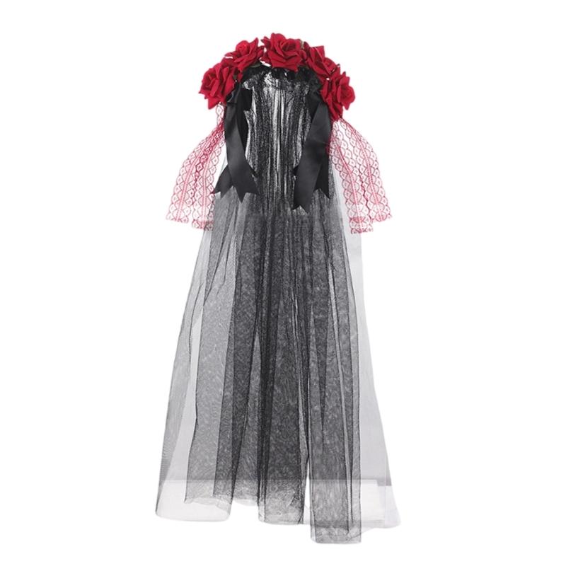 Rosenblüten Kränze Schleier Halloween Zuckerschädel Kostüme Mexikaner Blumen Stirnband Tag der Toten Kopfschmuck Geschenke