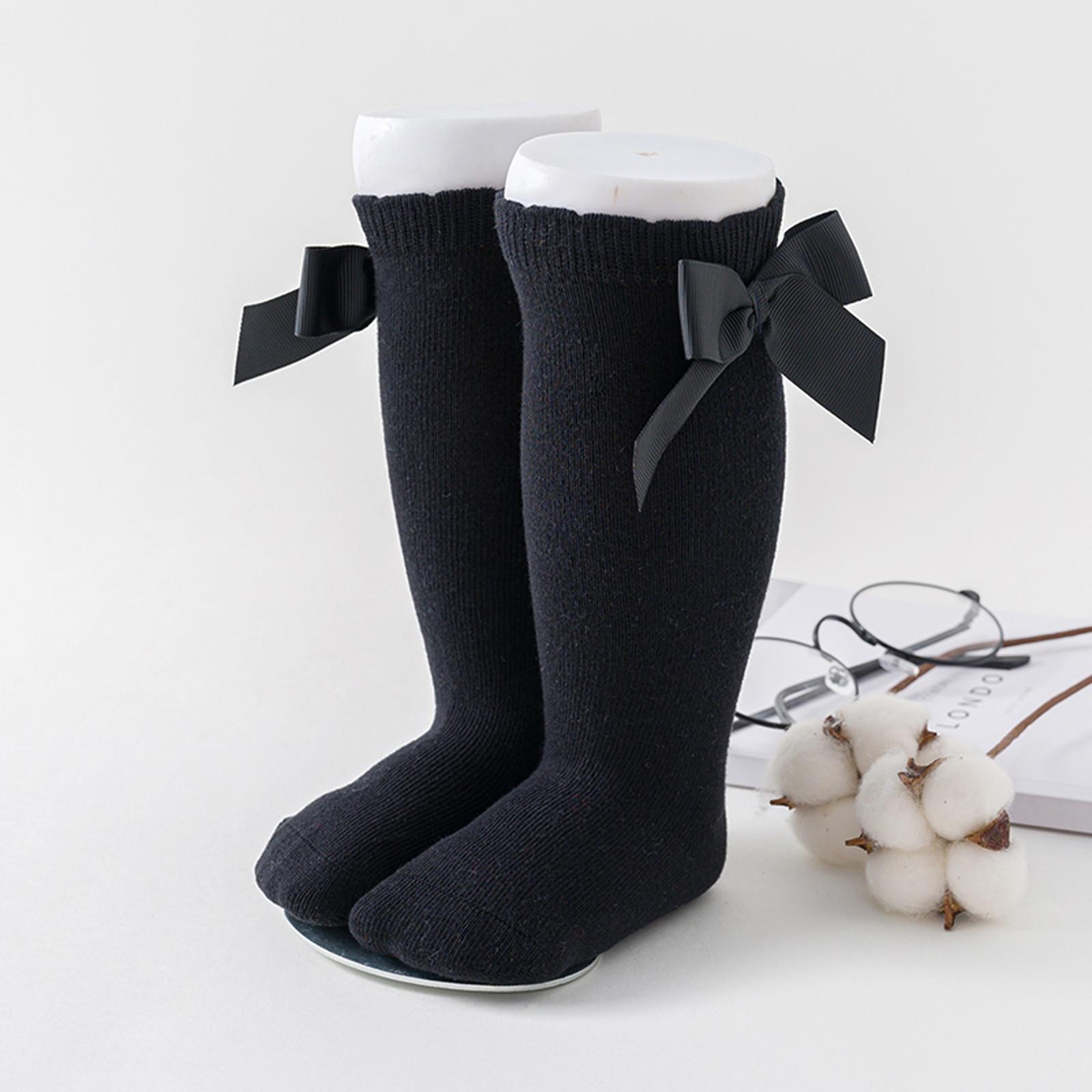 

Baby Girls Socks Socks For Toddler Dress Socks Children Ribbed Sock Cute Bow L чёрный