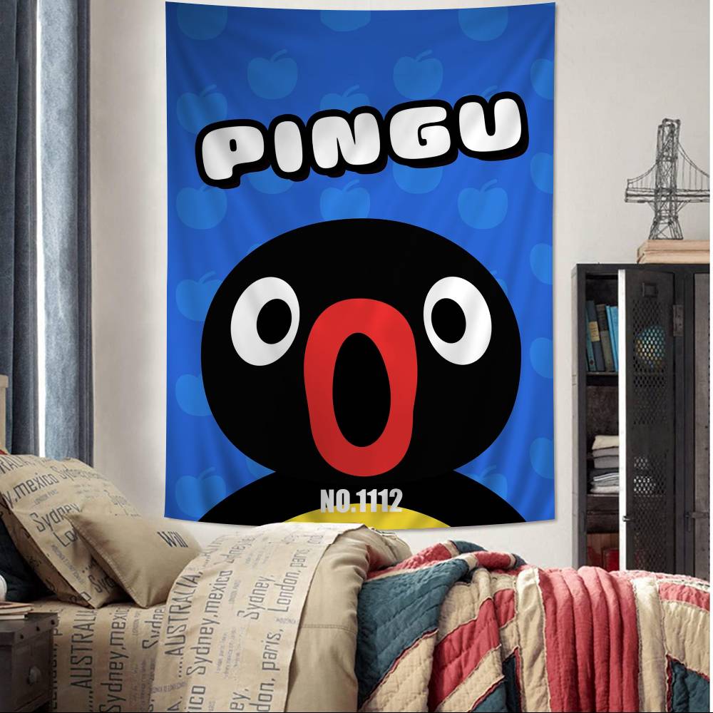 

Cartoon Cute PPingu PPenguin Printed Large Wall Tapestry Cheap Hippie Wall Hanging Bohemian Wall Tapestries Mandala Home Decor 74x94cm(29x37in)